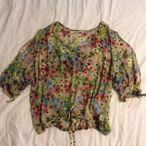 Sheer Floral split sleeve top